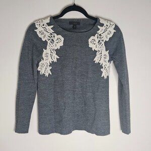 J Crew Lace Crochet Applique Sweater XS